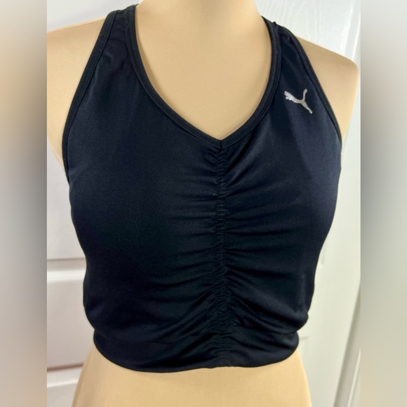 Puma Women's Black Ruched Front Sports Bra - Picture 1 of 9
